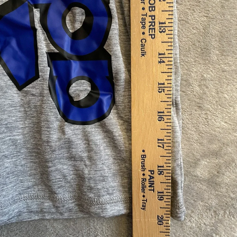 Adidas Kids Size 7 Graphic Tee Grey Red Blue Logo